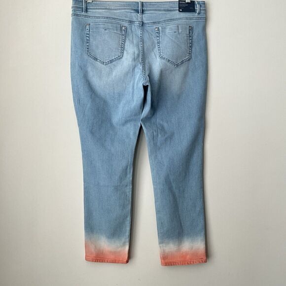 J. Jill Authentic Fit Light Blue Slim Ankle Dip Dye Hem Denim 14 - Picture 3 of 8